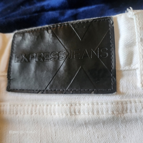 LOW RISE STRETCH WHITE STRAIGHT LEG! SIZE 3/4 (27") EXPRESS        c2 - Picture 5 of 12